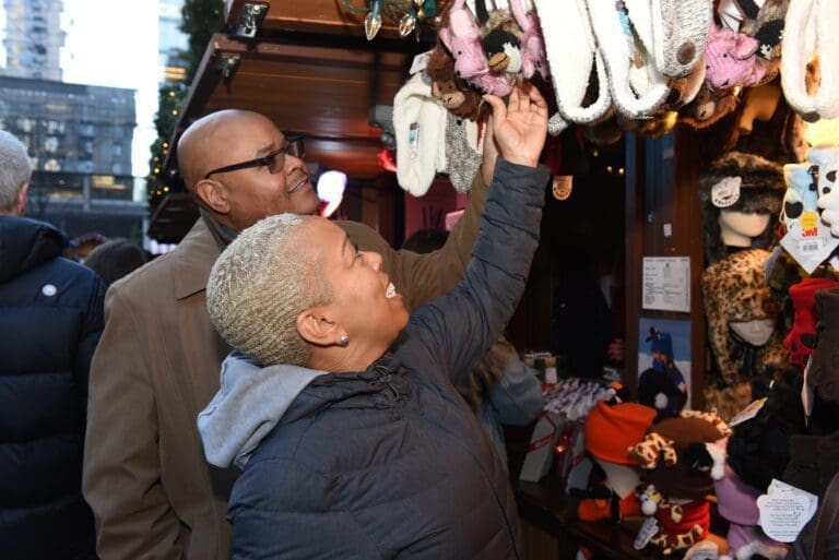 African-American Visitors enjoy the Christkindlmarket