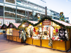 Holiday Market Booths next to the Cubs Stadium