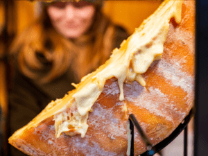 Cheese at a Food Booth at the German Market