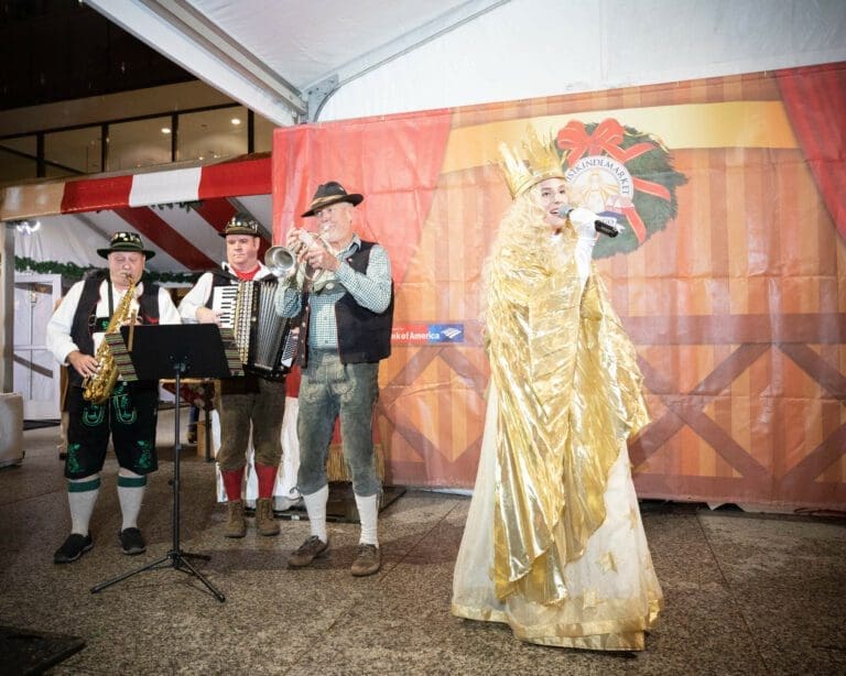 The Christkind and Alpine Brass Music at the Christkindlmarket