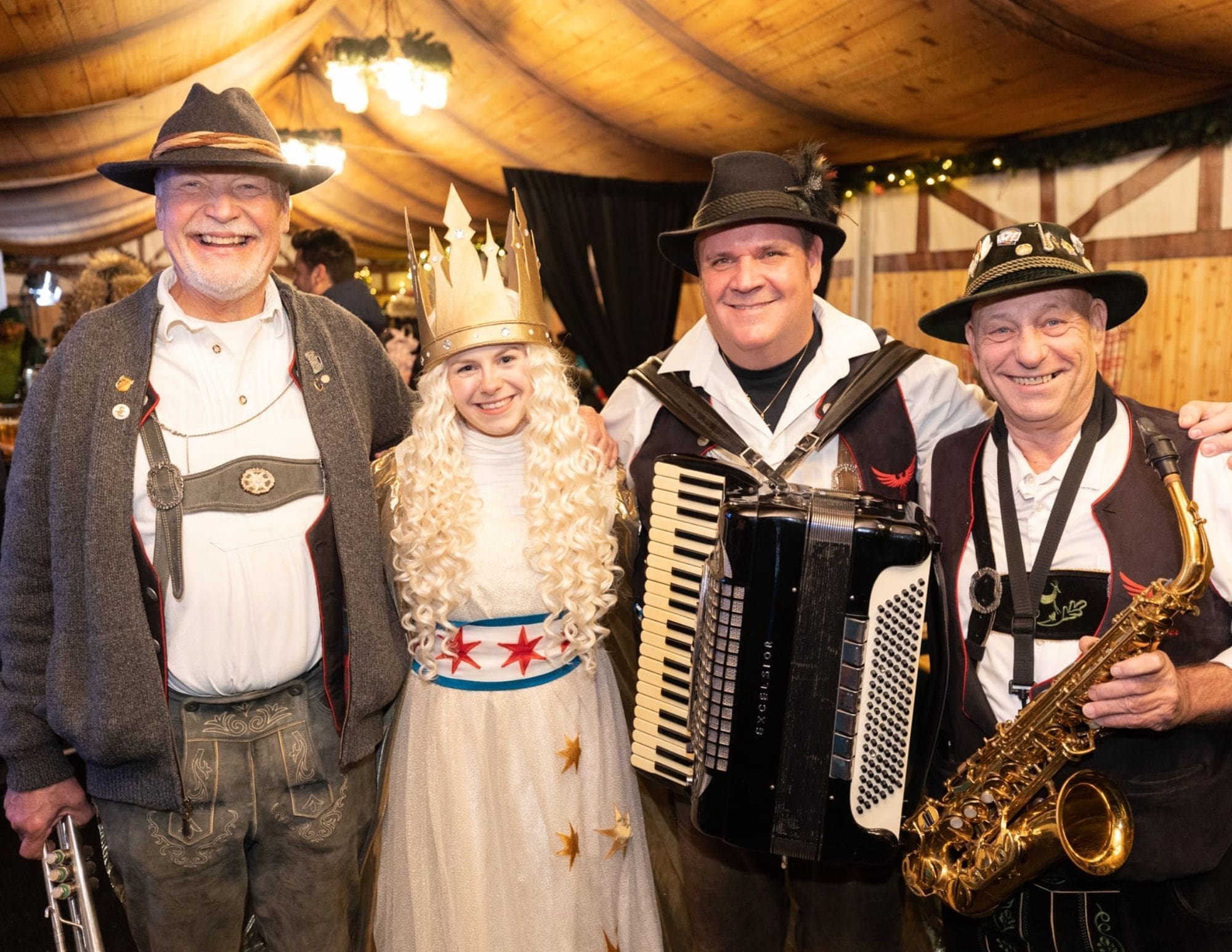 Evey year many entertainers and musicians perform at the Christkindlmarket for the holidays