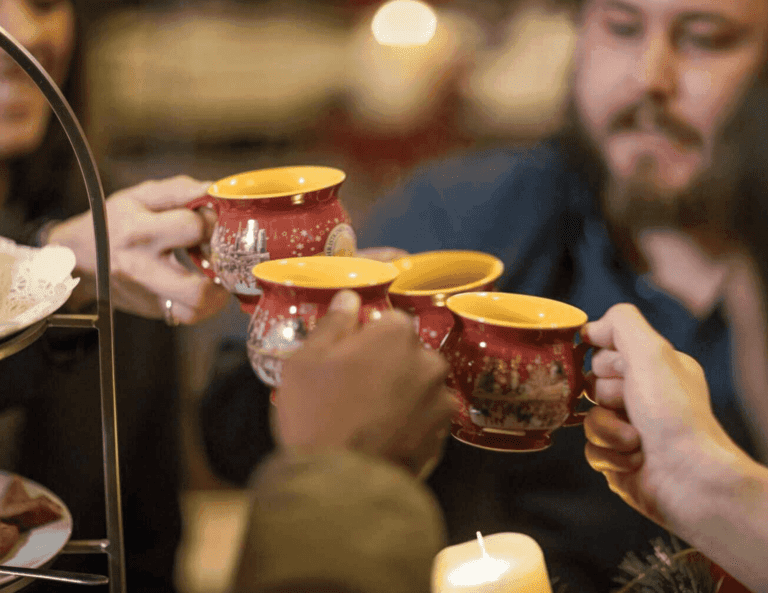 Guests enjoying glühwein in a Souvenir Mug