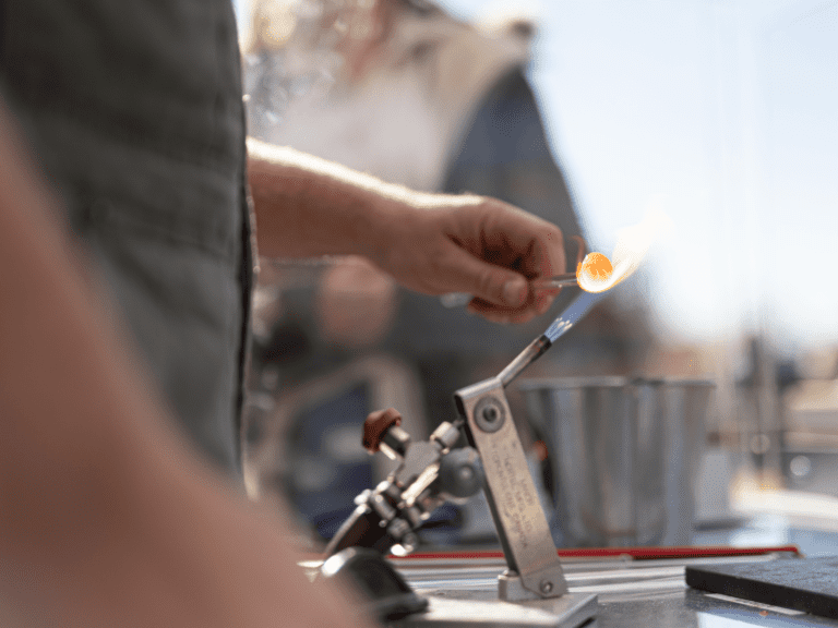 The glass blowing vendor at the Aurora market