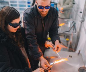 The glass blowing vendor at the Aurora market