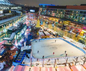 Christkindlmarket Wrigleyville at night